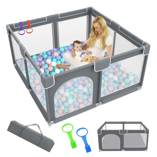 Baby Playpen with Mat, Large Baby Play Yard for Toddler, BPA-Free, Non-Toxic, Safe No Gaps Playards for Babies, Indoor & Outdoor Extra Large Kids Activity Center