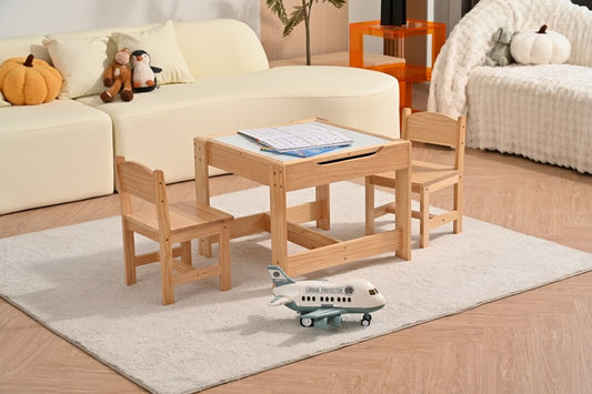 4 in 1  Wood Table & Chairs Set for for Toddlers