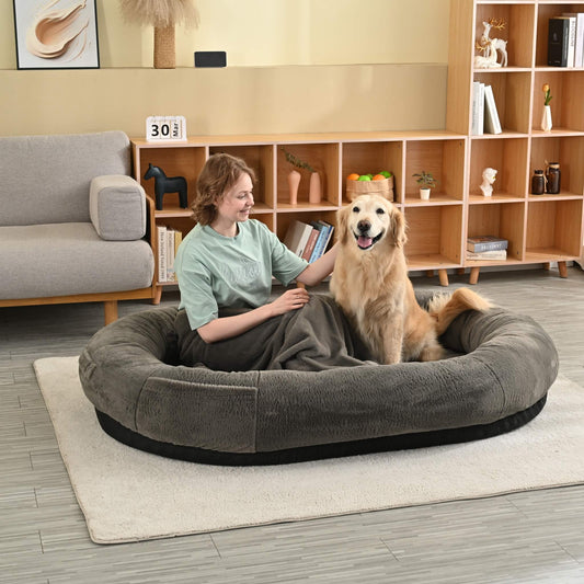 Human Dog Floor Bed with Memory Foam